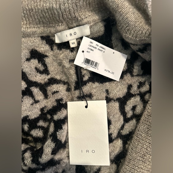NWT IRO Beautiful Leopard Patterned Cardigan in Black and Gray Size M - Picture 4 of 7